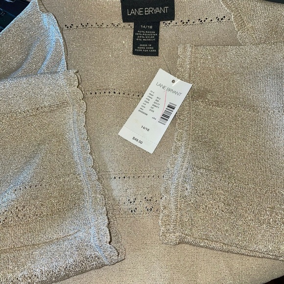 Lane Bryant Gold Metallic Open Front Sweater Cardigan NEW NWT - Picture 8 of 8